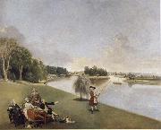A View of the grounds of Hampton House with Mrs and Mrs Garrick taking tea Johann Zoffany